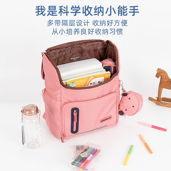 Korean elementary school students' schoolbags for girls in grades one to three, grades three to six, lightweight burden-reducing spine-protecting schoolbags