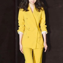 Sandro sfpro star with the same all-match trousers slim ins suit thin pure yellow suit suit female