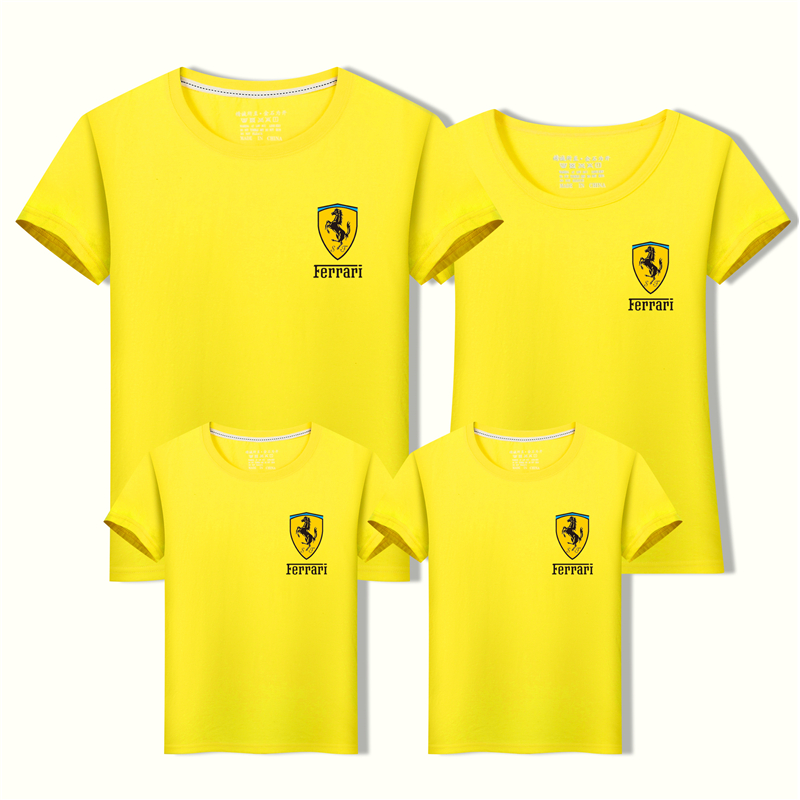 Cha mẹ mặc con hè 2018 mới gia đình ba áo thun cotton ngắn tay bốn cổng mẹ và con gái mẹ và con trai toàn nhà nửa tay áo váy trễ vai mẹ và bé