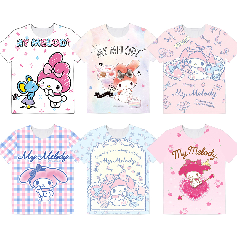 My Melody sanrio Cute Rabbit peripheral T-shirt Short-sleeved clothes Spring and summer season