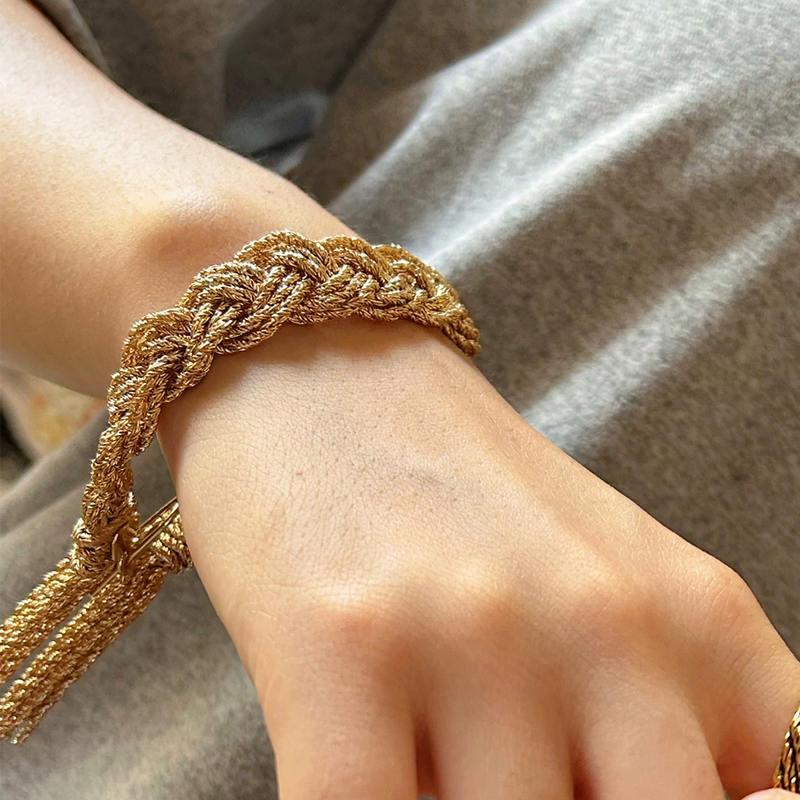 French Niche Design Au*Eliebide*Mann Braided Tassel Bracelet Vintage Retro Distressed French Niche Design Au*Eliebide*Mann Braided Tassel Bracelet Vintage Retro Distressed