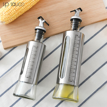 Japanese Stainless Steel Glass Oil Pot Home Kitchen Supplies Transparent Big anti-leaking oil Sauce Vinegar Seasoning Bottle