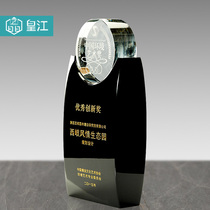 Real River Trophy Crystal Custom Black & White Crystal Glass Combined With Art Crafts Gift to Prototype Trophy production