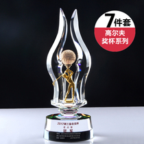 Golf Trophy Customised High Ball Race One Pole Entrance Souvenir Original Design High-end Metal Crystal Trophy