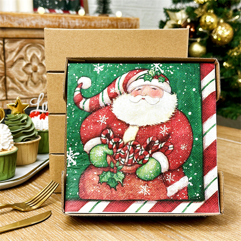 Three-Layer Thickeneded Colorfulful Napkins with Santa Claus Print, Decorative Square Napkins for Party and Banquet Table Setting, 50 Pieces Three-Layer Thickeneded Colorfulful Napkins with Santa Claus Print, Decorative Square Napkins for Party and Banquet Table Setting, 50 Pieces