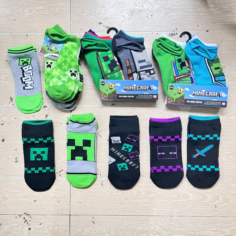 Foreign Trade Original Autumn and Winter New Boys' Socks with Minecraft Cartoon Anime Patterns, Short Tube Socks for Children