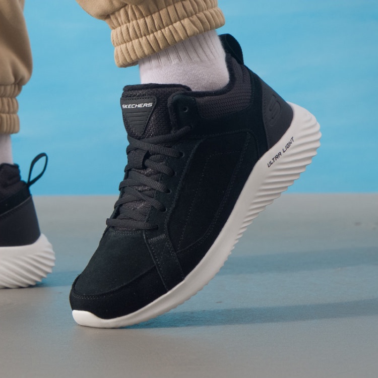Skechers 25 New Men's Lace-Up Fleece-Lined Warm and Comfortable Casual High-Top Sneakers 232411