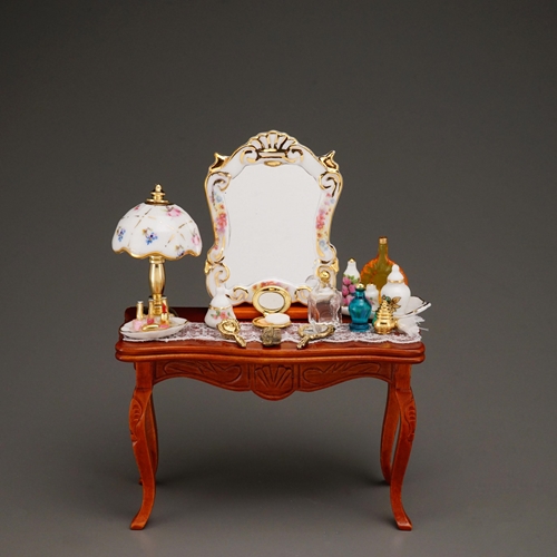 Doll house mini 1:12 miniature ceramic elegant bath large mirror set Holiday gift German original