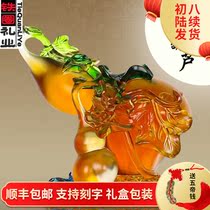 Iron ring gift industry glass gourd ornaments home Fulu decorations crafts move to new home move gift gift gift
