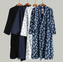 Mens large size sleeping robes 200 catties pure cotton lacing day style kimono bathrobes mens autumn and winter all-cotton pajamas
