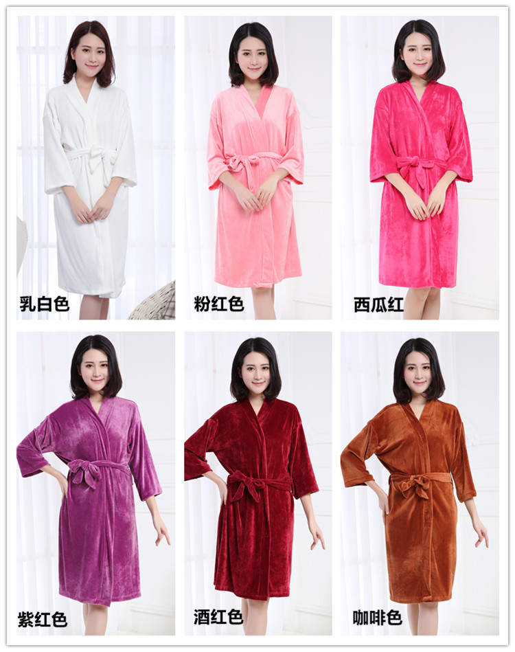 Áo choàng tắm thẩm mỹ viện khách flannel áo choàng tắm áo choàng khách sạn đồ ngủ phụ nữ cảm thấy nightdress san hô lông cừu dịch vụ nhà mùa đông áo ngủ nam