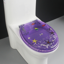 Transparent resin toilet cover slow down mute buffer thick solid toilet cover color cartoon fish toilet cover