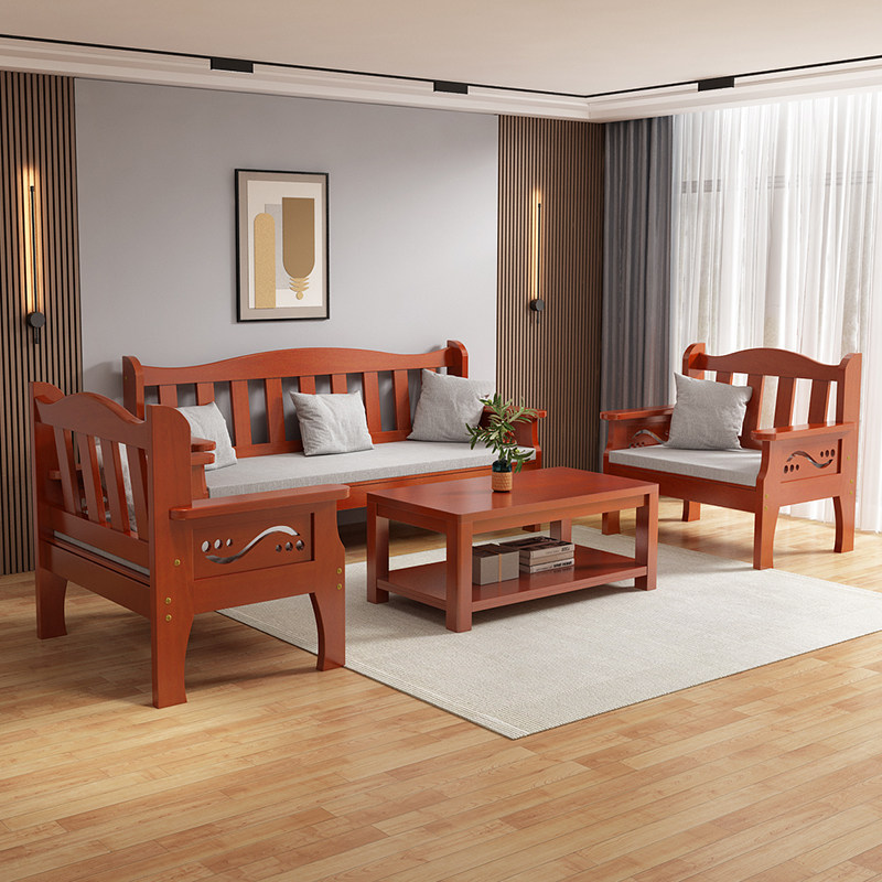 Solid Wood New Benches Backrest Long Wooden Chair Single Double Trio Combined Sofa Corner Chair Living-room Balcony Chair