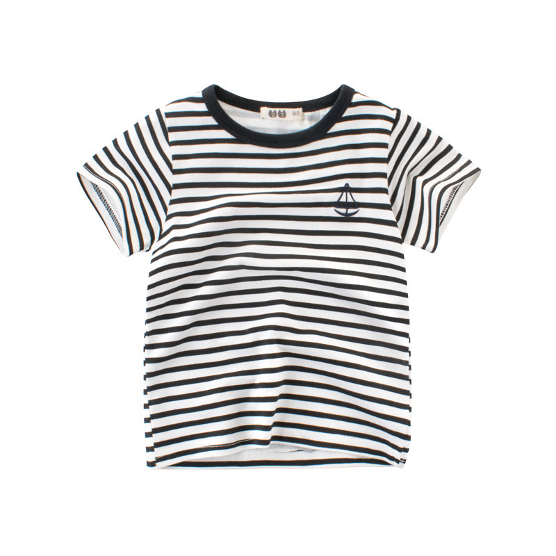 European and American Children's Clothing 2023 Summer New Arrivals Children's Striped T-Shirt Base Shirt Boys' Short-Sleeved Base Shirt Baby Clothes European and American Children's Clothing 2023 Summer New Arrivals Children's Striped T-Shirt Base Shirt Boys' Short-Sleeved Base Shirt Baby Clothes