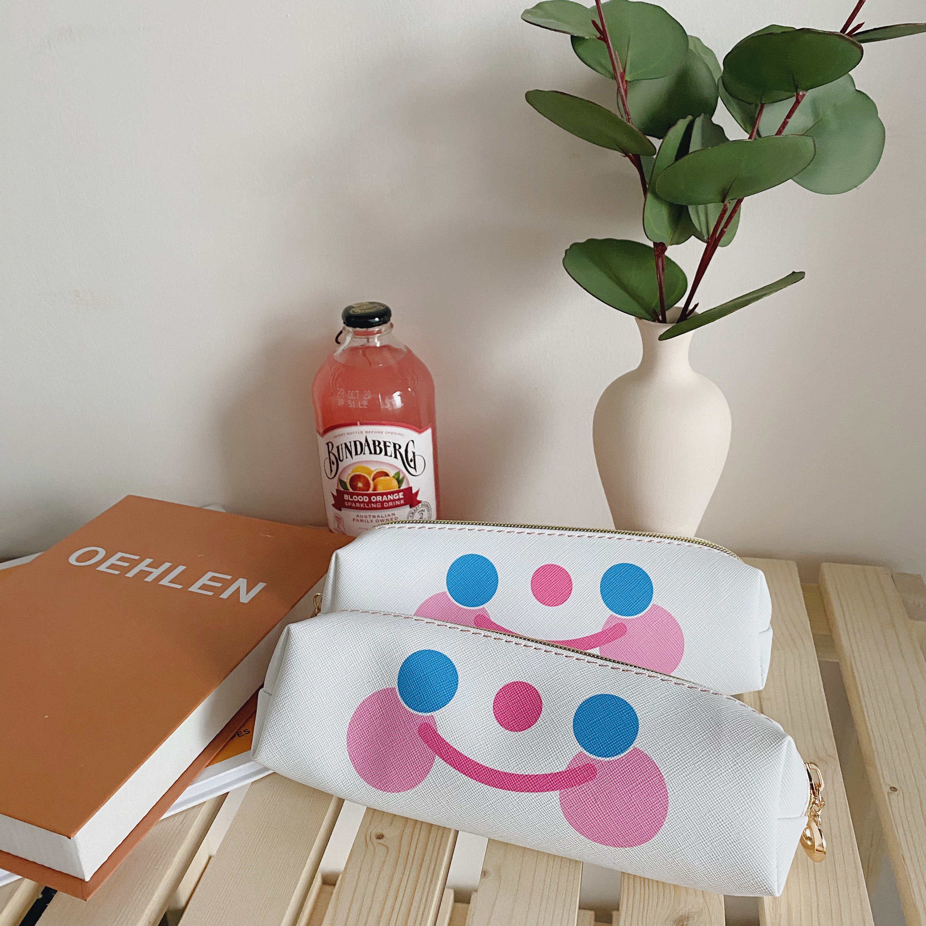 South Korea Ins Brief Homemade Cute Smiley Face Pen Bag Teenage Heart Creative Students Large Capacity Stationery Containing Box