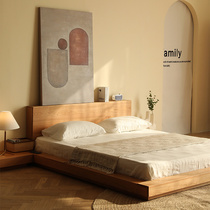 Fuye Japanese Nordic Wabi Tatami Log Low Bed Floor Cherry Wood Simple Solid Wood Wedding Bed Modern