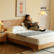 Fu also Phoenix original wood bed 1 8 meters Cherry Nordic Japanese minimalist Double Black Walnut yuan mu chuang