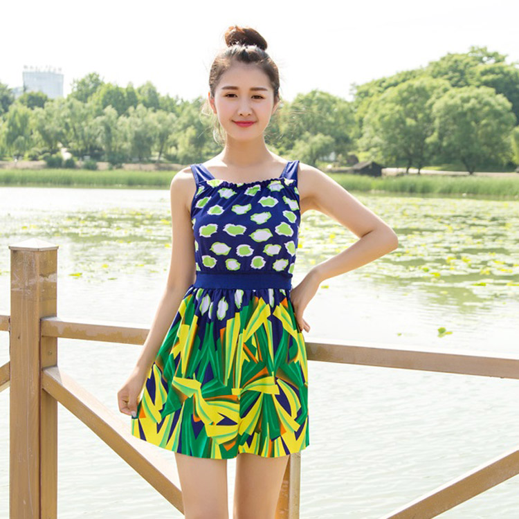 2018 áo tắm mới bảo thủ nữ cỡ lớn váy xẻ lò xo nóng bỏng Hàn Quốc đã mỏng che bụng bầu ngực nhỏ tập bơi hình ảnh áo tắm 2 mảnh