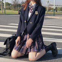  JK uniform suit autumn winter and spring gods dusk grid skirt Japanese suit college style blazer womens full set genuine