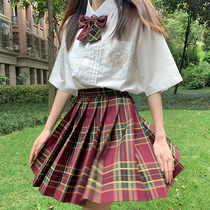  Hawthorn jk late night fantasy uniform skirt genuine grid skirt spot plaid half-body college style short pleated skirt female summer