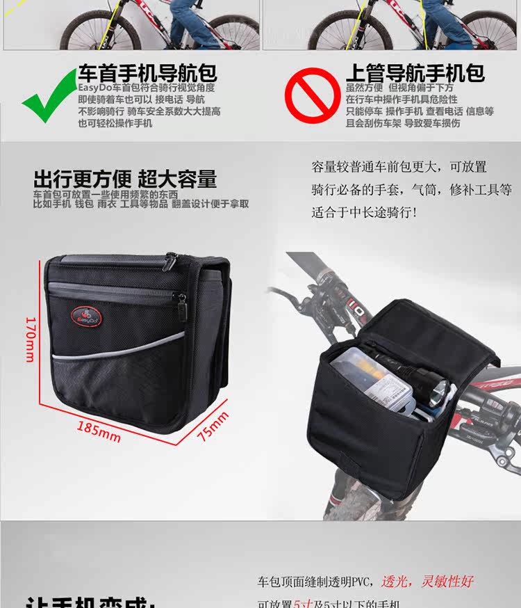 Sacoche pour vélo mixte EASYDO - Ref 2232422 Image 11