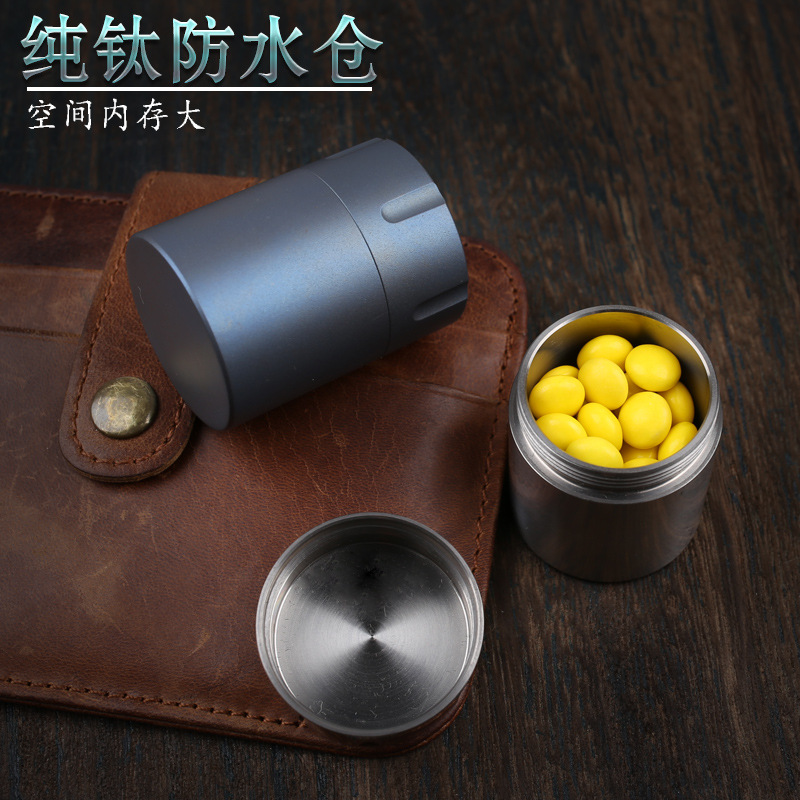 Pure titanium sealed bottle Large capacity storage bottle tea can hypoallergenic health care small medicine box EDC titanium alloy waterproof warehouse
