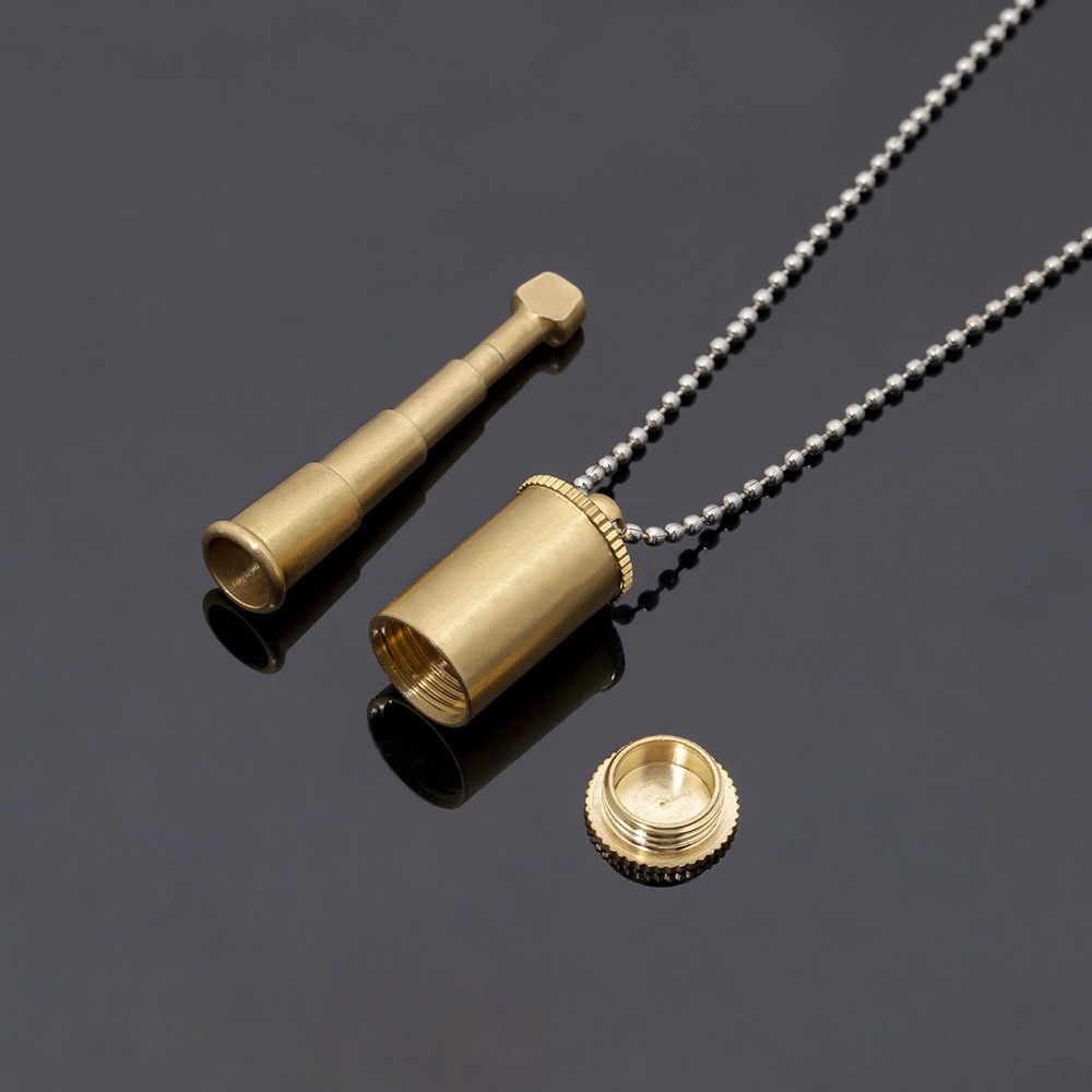 Mini Pure Copper Seal Bottle Pendant With Brass Cigarette Holder Creativity Small Medicine Box Bottle Personality Tide Card Necklace Pendant Gift