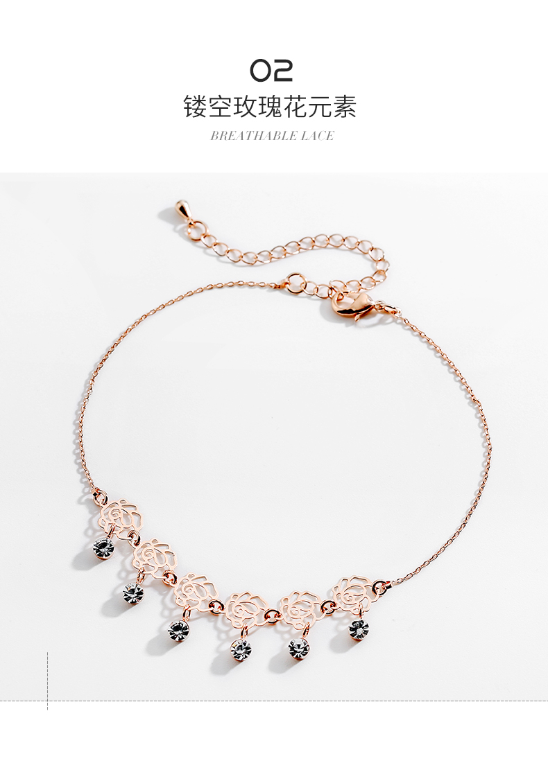 Mạ vàng 18K vòng chân trang trí nữ Nhật Bản và Hàn Quốc chuỗi hoa hồng đơn giản chuỗi trang sức jewelry trang sức đa năng ngọt ngào lắc chân bạc pnj