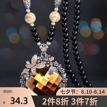 2021 new sweater chain long necklace chain accessories female Korean version of wild ethnic style skirt summer pendant jewelry