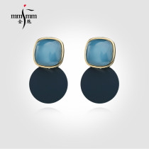 Golden charm elegant Morandi color exaggerated retro earrings female temperament fashion earrings 2021 New Tide geometry