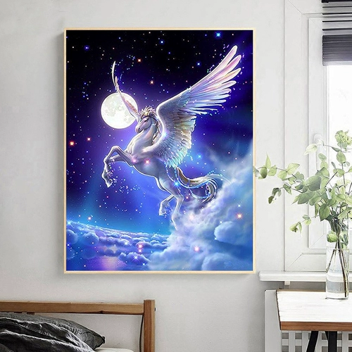 Новая бриллиантовая анимация анимация Unicorn Living Room xiaofu Simple Diamond Handmade Ads Diamond Cross