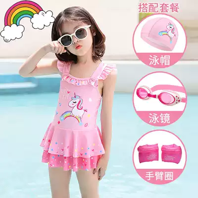 Girl's one-piece swimsuit dress cartoon unicorn children's swimwear baby cute child Princess swimsuit