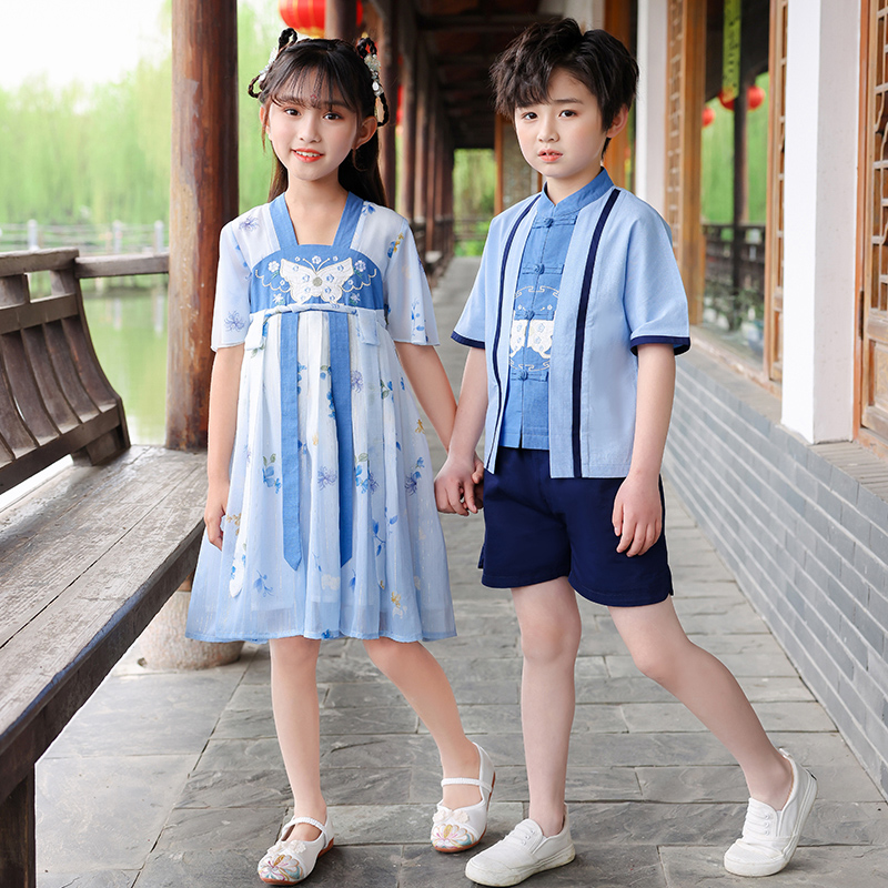 Children's Day performance clothing primary and middle school students Chinese style summer Hanfu suit kindergarten class uniform performance uniform school uniform