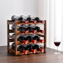 Red Wine Rack Wine Cabinet Plaid Home Pendulum Wine Containing Rack Solid Wood Wine Shelf shelf Easy