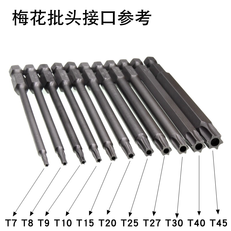 Сверло 六角梅花批头带孔中空米字头十字内六角气动电动螺丝刀起子头批头 Less prestige