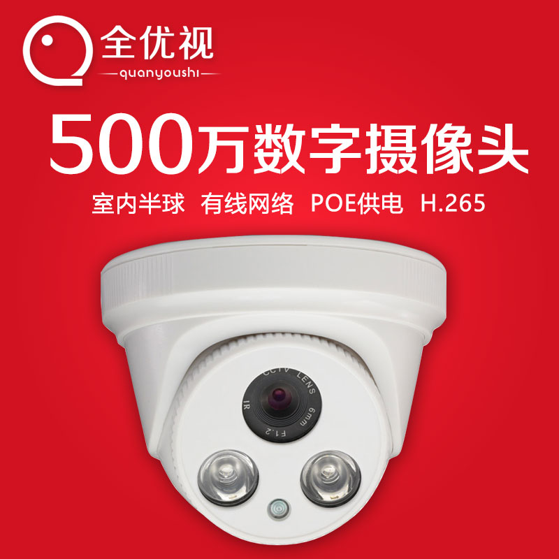 5 million line network digital camera hemispherical indoor infrared night vision 1080P HD wide-angle monitor