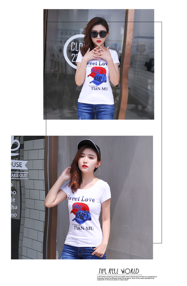 Áo phông nữ 2018 mùa hè mới của Hàn Quốc áo thun cotton ngắn tay màu trắng và cotton nữ Slim mỏng nửa áo tay dài từ bi - Áo phông áo phom rộng nữ