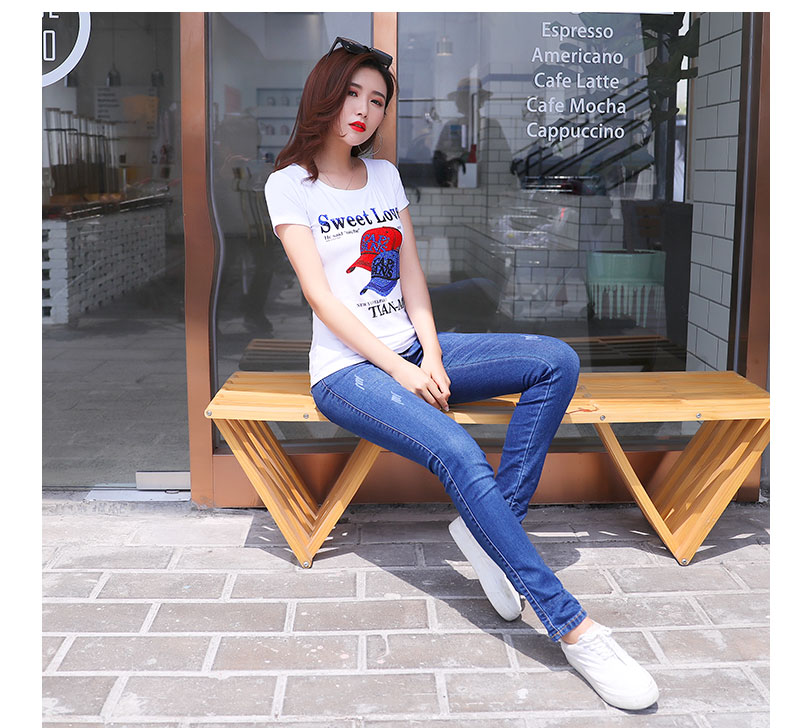 Áo phông nữ 2018 mùa hè mới của Hàn Quốc áo thun cotton ngắn tay màu trắng và cotton nữ Slim mỏng nửa áo tay dài từ bi - Áo phông áo phom rộng nữ