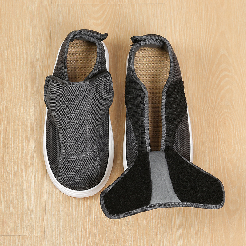 Shoes for Swollen Feet, Widened Shoes for Elderly with Diabetic Foot, Special Shoes for Hallux Valgus after Surgery, Gout and Hemiplegia Shoes, Large Opening Linen Shoes