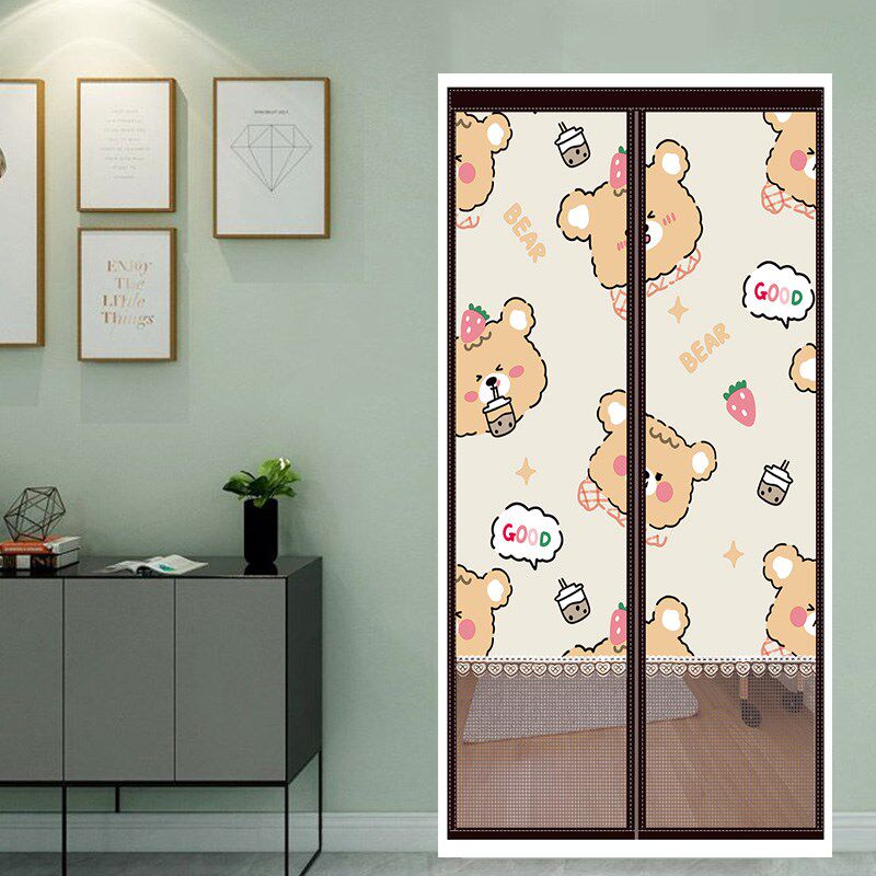 Door Curtain Anti-mosquito Privacy Anti-peeping Ventilation Light-transmitting Impervious Household Cute Punch-Free Iron-absorbing Sticky Buckle Encryption - Taobao