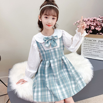 2021 new girl girl dress with dress spring dress girl princess dresses college wind JK spring autumn season girl foreign air dresses