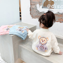 Girl Clips Keratshirt Jacket Spring Dress 2021 New Korean Version Children Foreign Air Spring Autumn Womens Baby Boy Baseball Suit