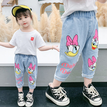 Girl Pants Summer Thin baby girl Cowboy Seven Pants Baby Shorts Outside Wearing Foreign Air Summer Girl Pants