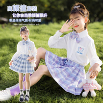 Girl Jk Uniform Suit 2021 New Childrens Net Red Dress Foreign Air Girls College Wind Two Sets Skirt Spring Autumn
