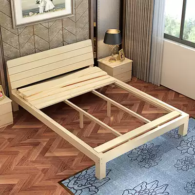 Solid wood bed double bed 1 5 1 8 m bed pine wood children's bed 1 m single bed 1 2 M simple wooden bed