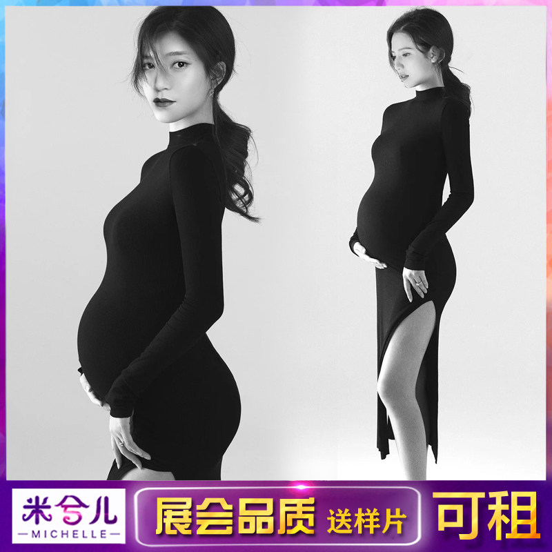 New studio maternity photo clothing simple slim split knit skirt pregnant mother art photo clothes rental