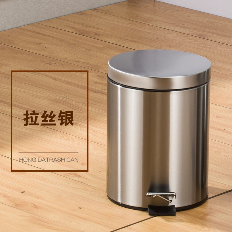 Thickened Genuine Stainless Steel Round Pedal Trash Can Brushed Silver 3L5L8L12L20L 30L Free Shipping Thickened Genuine Stainless Steel Round Pedal Trash Can Brushed Silver 3L5L8L12L20L 30L Free Shipping
