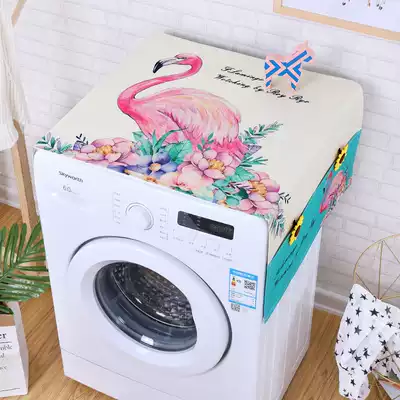 Thickened cotton and linen washing machine dust cover household refrigerator towel single open double door refrigerator cover towel drum washing machine dust cover