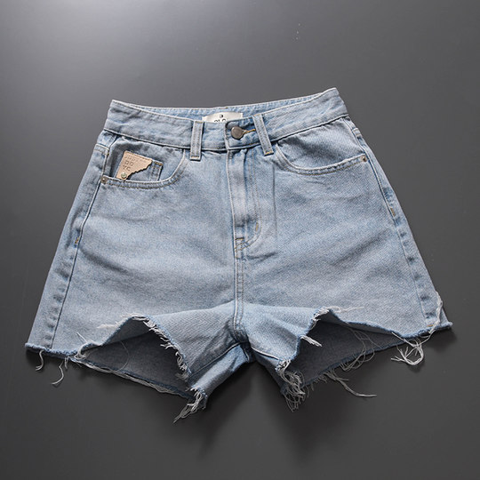 European Korean version 2025 summer new Korean version high waist blue wide leg pants loose soft thin denim shorts for women