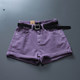European Korean version 2024 summer new denim shorts candy color lake blue purple high waist wide leg pants women's trendy A-line
